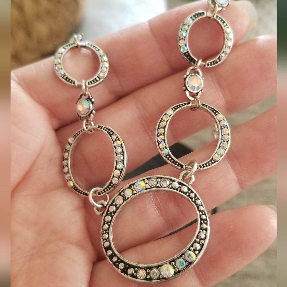 Marcasite and Multicolored Crystal Circular Necklace